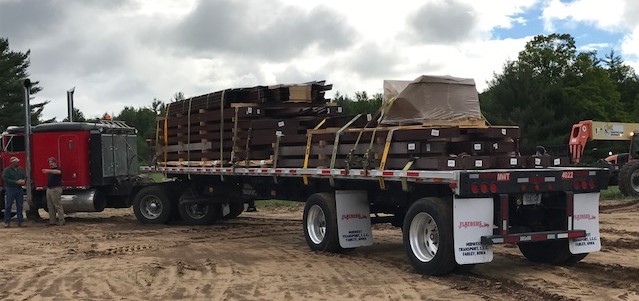 Thrilled the day this truck arrived with steel parts for pavilion.